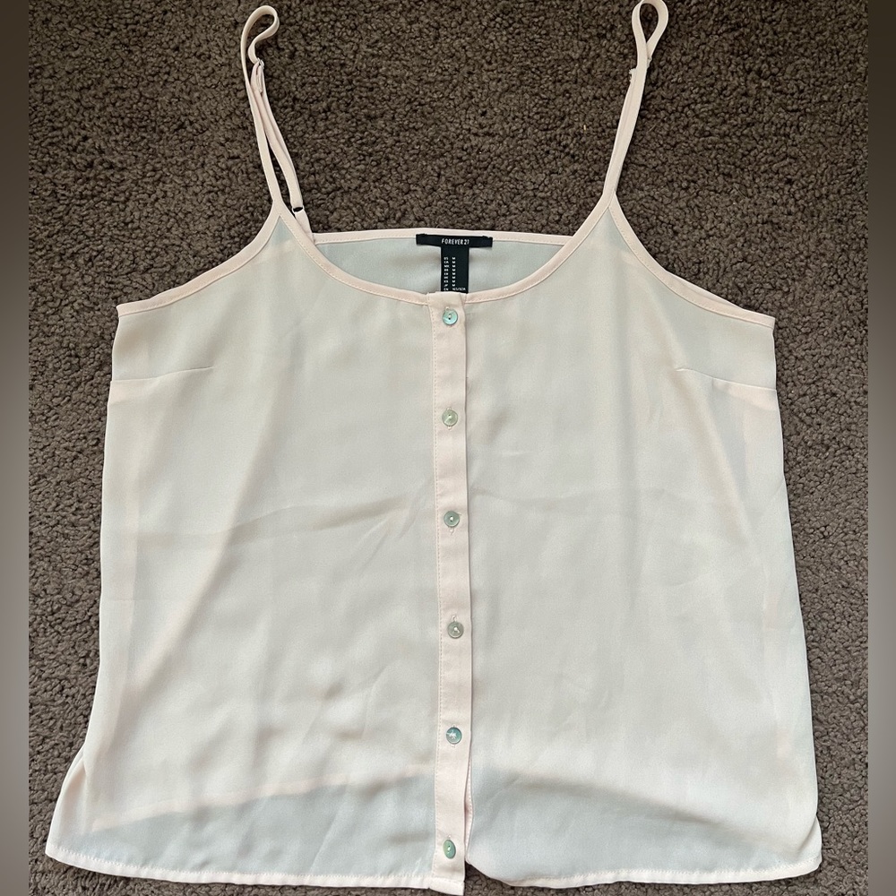 Soft pink button up tank top